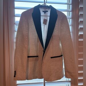 INC International Concepts White and Black Tuxedo Blazer